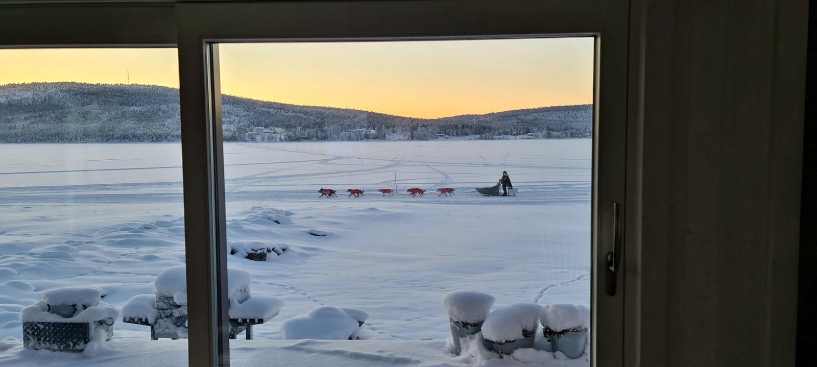 Winter view from the riverside cottage