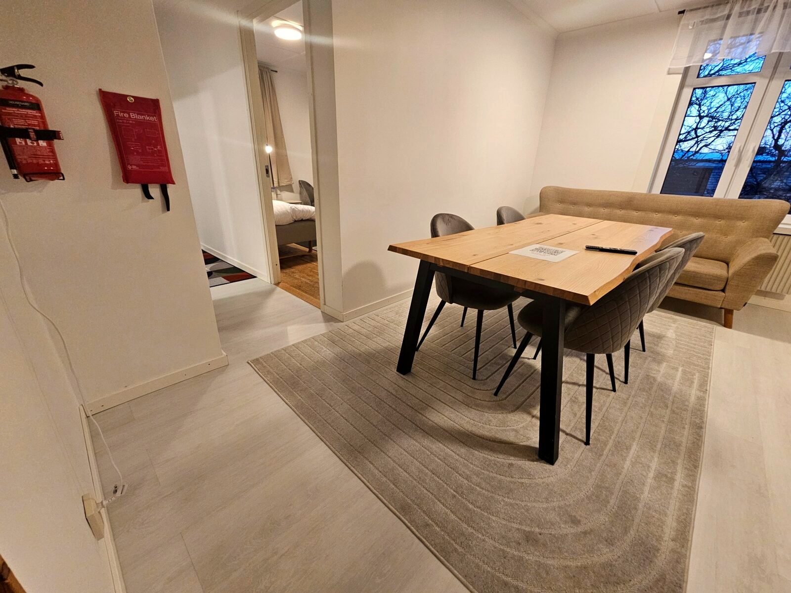 Dining area in furnished company accommodation